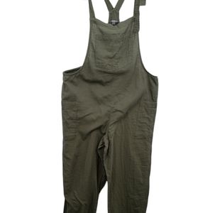 Aerie Green Cotton Relaxed Comfy Overalls Large